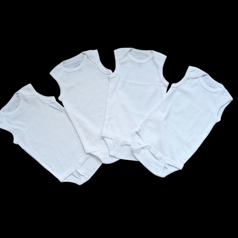 Chick Pea Solid White Baby Bodysuits, Unisex w/Snaps 18 months . new